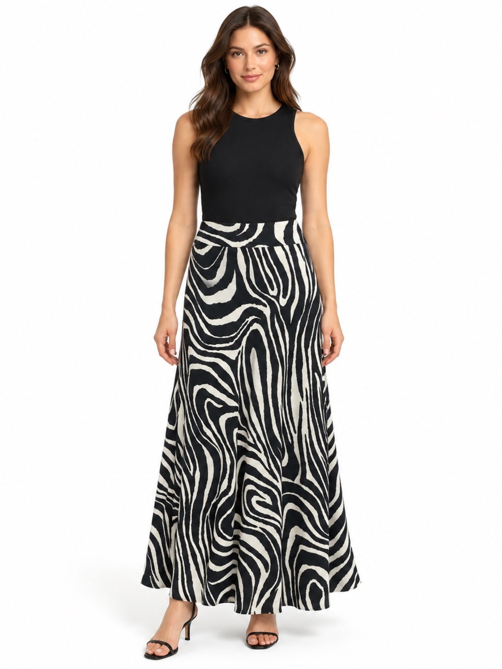Brand New Banana Republic Zebra Print Midi Satin Skirt Size 10
